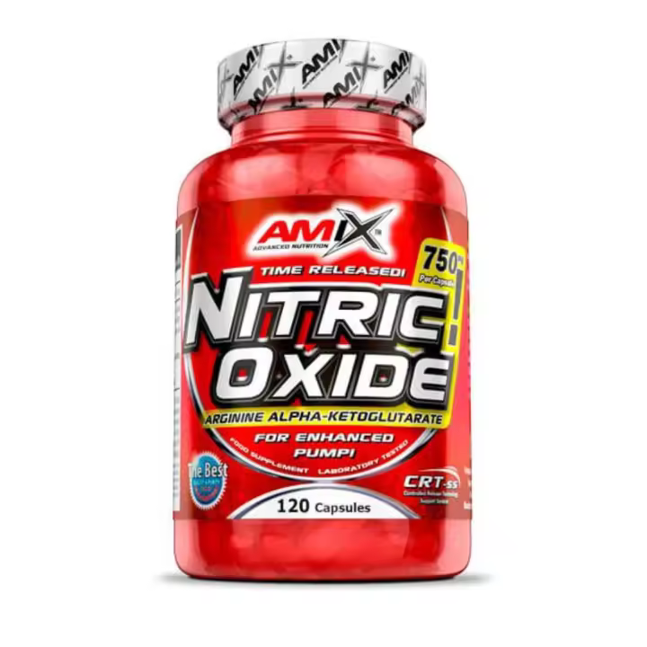 AMIX Nutrition - NITRIC OXIDE 750MG - 120 CÁPSULAS -complemento alimenticio a base de Arginina Alfa-Cetoglutarato que es una forma avanzada del aminoácido L-Arginina - 1
