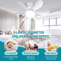 Ventilador de techo 52cm con luz y mando a distancia, ventilador de techo silencioso, base E27 40 W, 6 aspas, 3 velocidades, luz fría/neutra/cálida, apto para dormitorio, salón - details 4