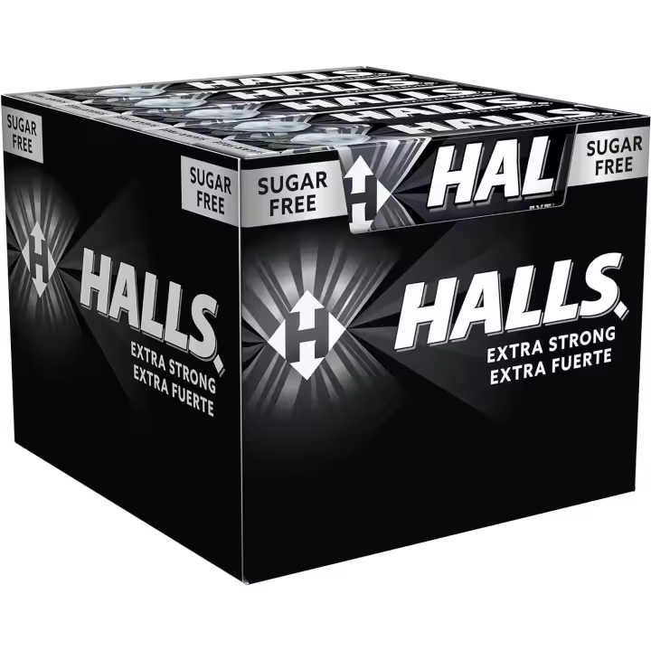 Halls Menta Fuerte - Caramelos Halls Menta Fuerte Sin Azucar - Caja 20 Paquetes de Caramelos Halls - 1