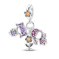 Encantos De Pareja De Niño Y Niña Platinados Con Circonia Para Pulsera O Collar Joyería Para Mujer Pendiente Clásico De Moda Vintage Romántico - details 141