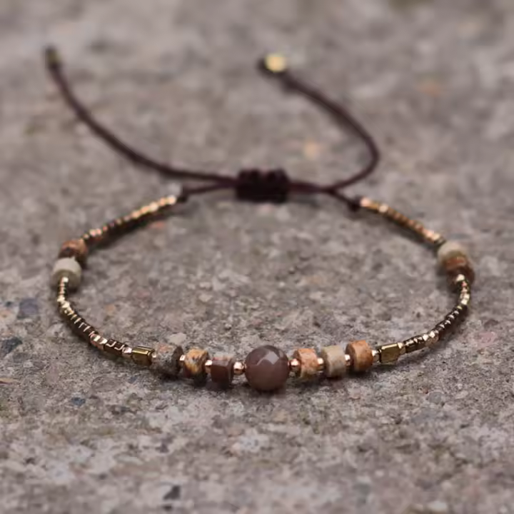 Pulsera De Hilo Fino Para Mujer Pulsera Macramé Hecha a Mano Con Cuentas De Semillas Y Tortuga Accesorio Casual De Playa Bohemia - 1
