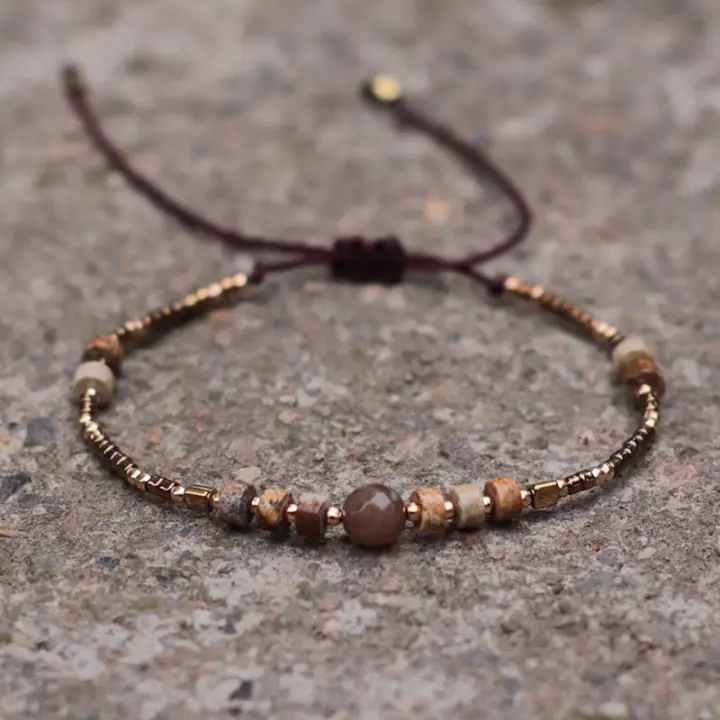 Pulsera De Hilo Fino Para Mujer Pulsera Macramé Hecha a Mano Con Cuentas De Semillas Y Tortuga Accesorio Casual De Playa Bohemia - 1