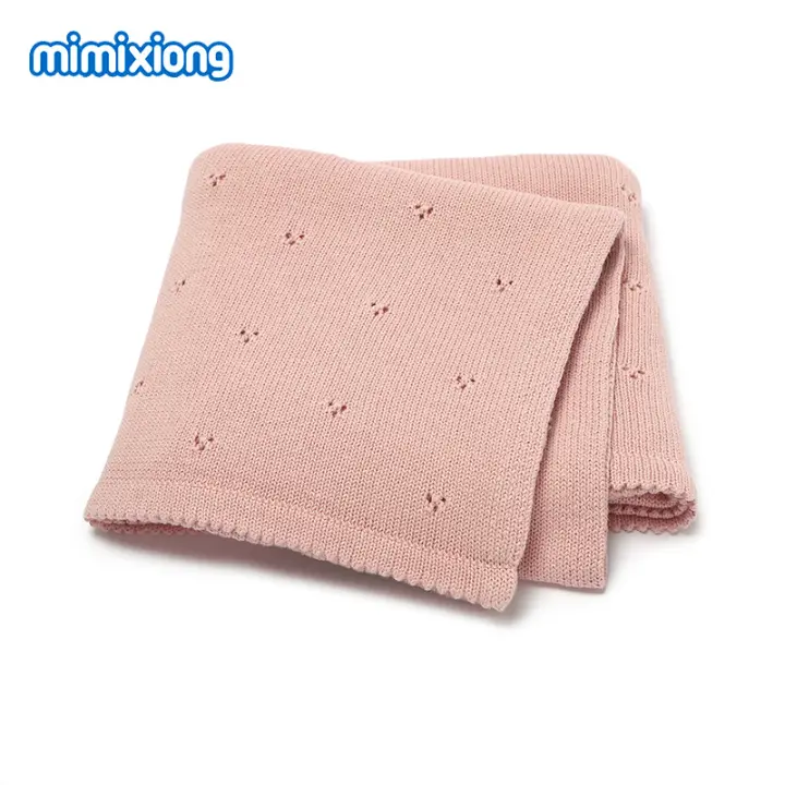 Manta de Algodón para Bebe, Manta Tejida para niños y niños, 90x70cm, cochecito Súper suave para recién nasido, envoltura para envolver, Saco de dormir a Cuadros para CUNA sólida a la moda - 1