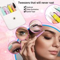 Set De 6 Tweezers Para Cejas Con Estuche Cepillo Para Pestañas Y Peluca Herramientas De Peluquería De Acero Inoxidable - details 6