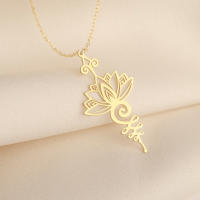 Collar Lemegeton Lotus Flower Yoga Simbolo Unalome Buddhism Charms Amuleto Joyería Inoxidable Para Mujer Regalo De Moda - details 6