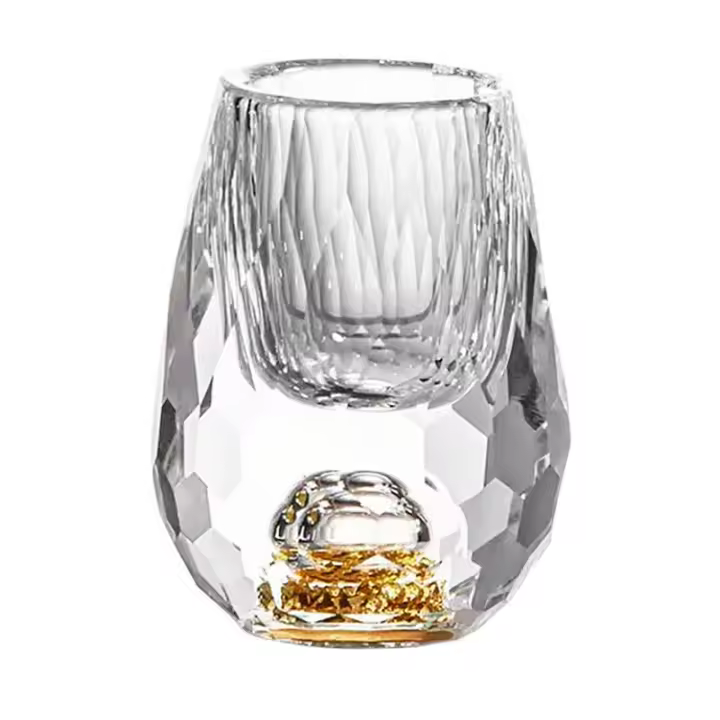Vaso De Vodka De Cristal De Lujo Con Doble Fondo Y Película De Oro Para Sake Shochu Liqueur Bar Taza De Té Regalos De Alta Gama - 1
