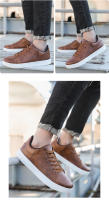 Zapatos Casuales De Cuero Para Hombre Diseño Moda Mocasines Marrones Comodidad Al Aire Libre Plano Antideslizante Zapatos De Patinaje Para Hombre - details 12