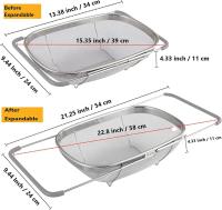 Colador sobre el fregadero, cesta de colador oval extensible de malla fina de acero inoxidable con asas de agarre de goma para fregadero de cocina - details 3