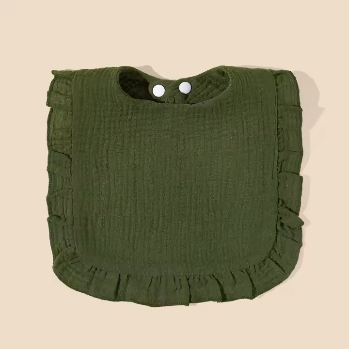 Babero para bebé de crepe de algodón puro INS con encaje - 1