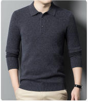 Camisa Polo De Lana Para Hombre Suéter Largo Y Caliente Estilo Casual Multicolor Negocios Otoño E Invierno Nueva Moda - details 3