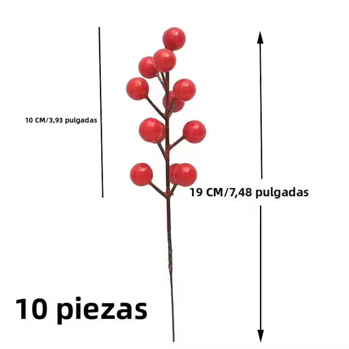 10Pcs Ramas De Pino Artificial Con Bayas Rojas Para Decoración De Navidad Árbol De Navidad Corona De Navidad Regalo De Decoración - 1