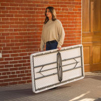 Lifetime - Mesa rectangular 152x76 cm, polietileno HDPE blanco, estructura de acero reforzado, patas plegables con bloqueo, resistente a impactos, rayos UV y humedad, ideal para eventos y reuniones - details 6