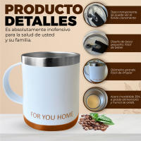 Taza Termo Cafe para Llevar de 380ml Blanca Bronze Sin BPA - details 2
