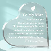 Regalo De Cumpleaños Para Mi Hombre En Forma De Corazón Acrílico Transparente 1PC Placa De Aniversario Para Novio O Marido Regalo De San Valentín - details 3
