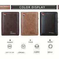 Billetera Corta Para Hombre Baellerry De Cuero PU Con Cremallera Y Bolsillo Para Monedas Capacidad Grande Estilo Vintage Porta Dinero Y Tarjetas - details 0