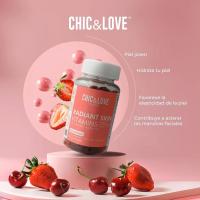 CHIC & LOVE Gominolas para el Cuidado de la Piel | Vitaminas A, E, C, Biotina (B7), Coenzima Q10, Colágeno | SIN Gluten, SIN Lactosa | Sabor Frutos Rojos - details 0