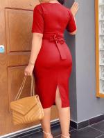 Vestido Africano Para Mujer Elegante Cintura Alta Manga Larga Verano Otoño Trabajo Fiesta Slim Vestido De Seda Y Poliéster - details 2