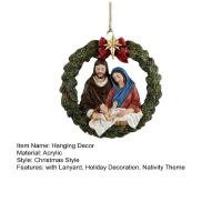 Pendiente De Navidad 3D Hueco Circular Escena De Navidad Adorno De Acrílico Para Interior Decoración De Navidad Y Natividad - details 5