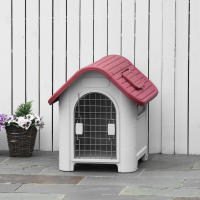 Caseta exterior para mascotas, Caseta para Perros with trampilla en El Techo, Puerta Grande, Refugio para Perros Pequeños, Establo para animales Pequeños, circulación de Aire, imperable, color Rojo - details 0