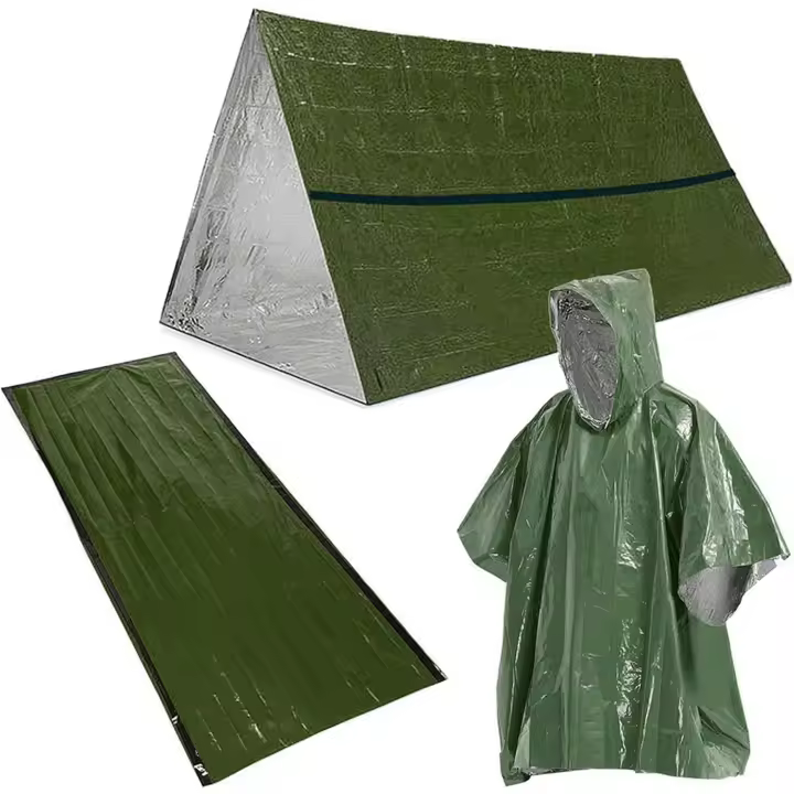 Kit de supervivencia 3 en 1 para emergencias al aire libre, saco de dormir, saco de dormir plegable, juego de tienda de campaña para acampar al aire libre - 1