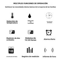 Medidor De Temperatura Y Humedad Digital LCD HTC-2/HTC-1 Estación Meteorológica Con Reloj Para Interior Y Exterior - details 1