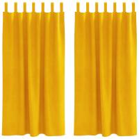 Cortinas Opacas vidaXL con Lazos de Colgar 2 pcs Amarillo Mostaza Terciopelo - details 1