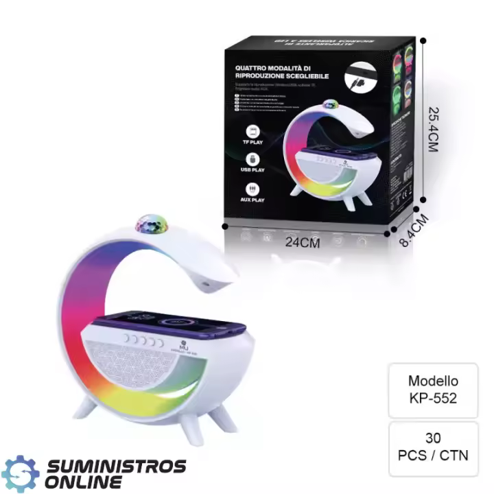 Cargador inalambrico de Movil y Despertador con Bola Discoteca Bluetooth y Cargador Inalámbrico 15W - 1