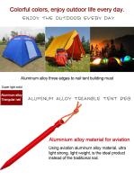 10pcs De Palos De Tenda Ultraligeros De Aleación De Aluminio 18cm Con Bolsa De Almacenamiento Convenientes Para Camping Y Actividades Al Aire Libre - details 9