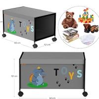 T-Lovendo - Caja de Juguetes para Niños - Baúl de Almacenamiento con Ruedas - Cajón de Juguetes con Tapa - 70L - details 1