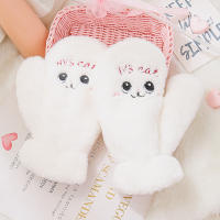 Guantes De Piel De Conejo Y Gato Para Mujer Guantes De Invierno De Plush Cálidos Y Suaves Medio Dedo Flexibles Y Gruesos - details 3