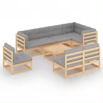 VIDAXL 3076679 conjunto de muebles para ambientes de exterior con cojines en color gris vida xl - 1