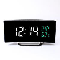 Reloj De Alarma Digital Con Pantalla Curva Mostrador De Tiempo/ Fecha/ Temperatura/Humedad 12/24h 3 Alarmas Ajustable Brillo Reloj De Mesa Europeo - details 17