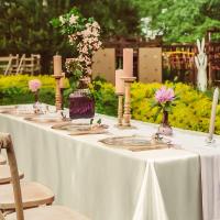 Mantel Rectangular De Seda Blanco Rosa Color Sólido Brillante Y Suave Para Bodas Y Fiestas Suministros De Mesa Decoración - details 6