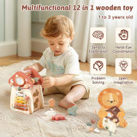 Juguete Montessori De Madera Con Cinco Funcionalidades Juego De Puzzle De Setas Para Bebés Desarrollo Sensorial Y Educativo Tema Animal Y Naturaleza Regalo Para Niños - details 1