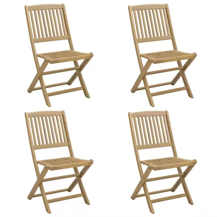 Sillas de Jardín 4 UDS Madera Acacia 57x49x90 cm - 1
