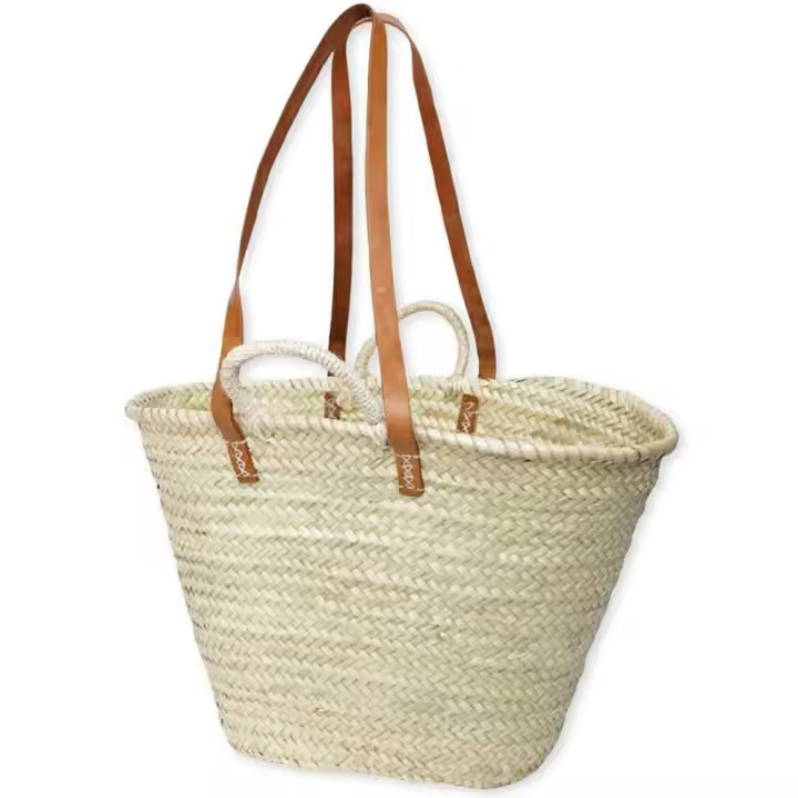 Capazo de Palma Dos Asas Piel Medidas 48 x 33 x 15 cm - 1