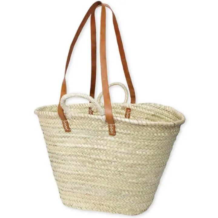 Capazo de Palma Dos Asas Piel Medidas 48 x 33 x 15 cm - 1