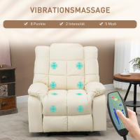 Asiento de masaje Sillón TV Sillón reclinable Eléctrico con función masaje de pelo Madera Arce Espuma Crema Blanco 94x99 cm para relajarse - details 1