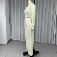 Conjunto De 2 Piezas Wefads Otoño Casual Con Cuello Alto Y Cierre De Cremallera Pantalones Elásticos Con Cordón Alta Cintura Estilo Suave Para Mujer - details 2