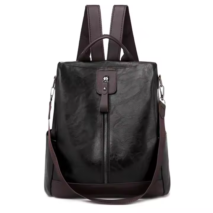 Mochila De Cuero Vintage Para Mujer 3 En 1 Antirrobo Capaz Para Niñas Adolescentes Bolsa Escolar De Viaje Mochila Feminina - 1