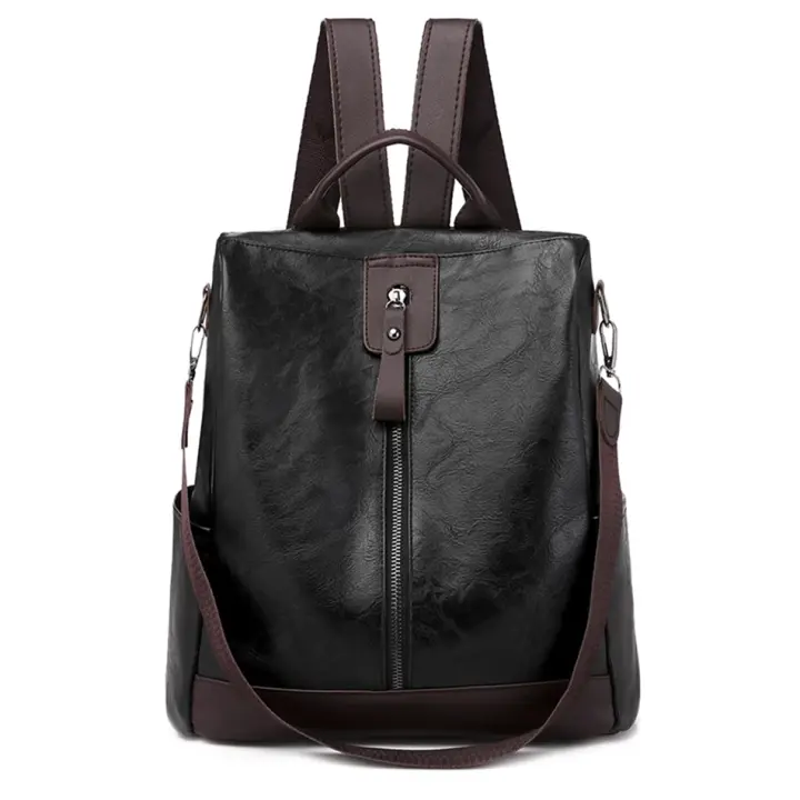 Mochila De Cuero Vintage Para Mujer 3 En 1 Antirrobo Capaz Para Niñas Adolescentes Bolsa Escolar De Viaje Mochila Feminina - 1