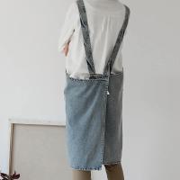 Delantal De Denim Para Mujer Estilo Coreano Hecho De Algodón Y Lona Sin Mangas Adecuado Para Cocinar Hornear Jardín Y Limpieza Del Hogar - details 3