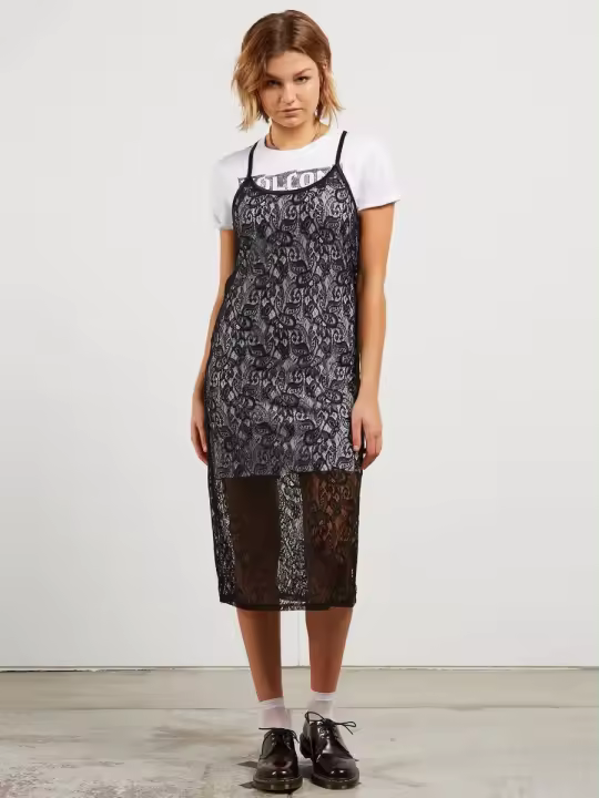 Vestido Midi Volcom Times Now Negro Cómodo - 1