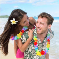 100pcs Coronel De Flores Artificiales Para Navidad En Estilo Hawaiano Decoración De Puerta Para Fiestas Luau Torpil - details 1