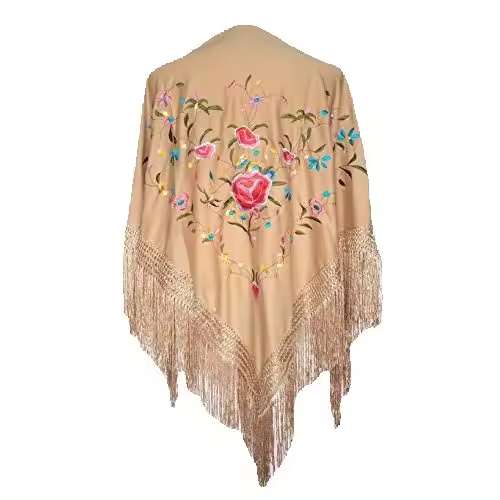 Mantón mediano triangular de flamenco o sevillanas (175X75cm) anuka - 1