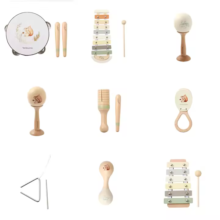 Instrumento Musical Montessori Para Bebés 0-12 Meses Xilofón Y Batería Juguete Educativo De Madera Para Niños Juguetes Educativos Para Bebés - 1