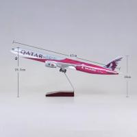 Avión De Juguetes Diecast Qatar Airways B777 Escala 1:157 Con Luz 47CM Colección De Modelos De Aviones De Resina Para Exposición - details 4