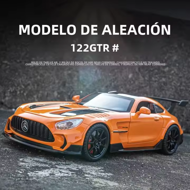 Coche De Deportes Mercedes-Benz GTR a Escala 1:22 Con Sonido Y Luz Modelo Metálico De Simulación Alta Juguete Coleccionable Para Niños - 1