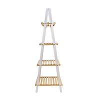 HOGUITA-Estantería Escalera de Bambú 3 y 4 Estantes, Estante de Almacenaje Multifuncional para Baño, Salón y Dormitorio, Estante Escalera para Organizar Espacios en el Hogar, Mueble de Almacenamiento Decorativo y Funcional - details 5