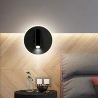 Bedside Lamp LED Wall Lamp Indoor Hotel Wall Lamps Bedside Corridor Wall Lamp with Switch Black 10W (Round) - details 3